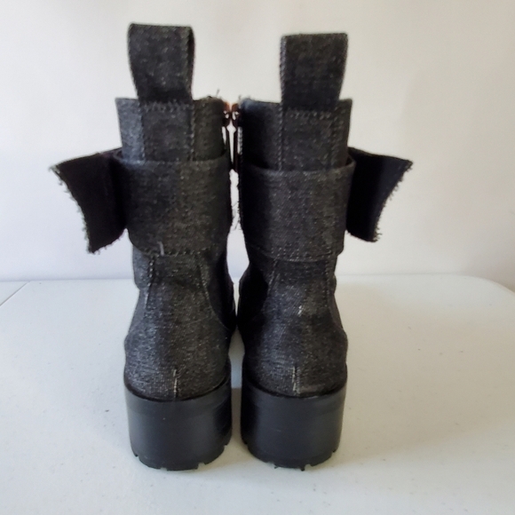 Karl Lagerfeld Paris Embellished Ankle Boots Size 8 Denim Combat Lug Sole - Picture 5 of 15